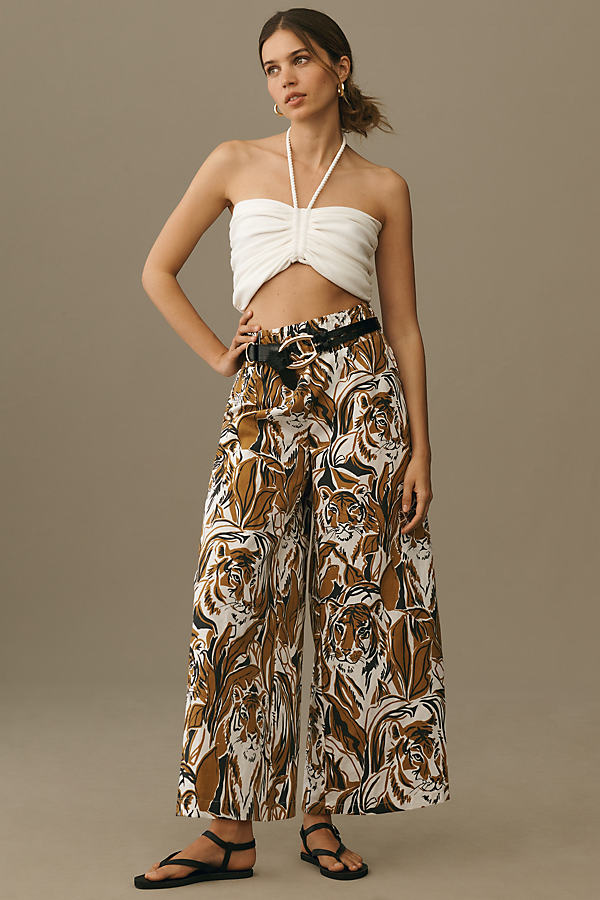 The Somerset Collection By Anthropologie The Somerset Pull-on Pants: Printed Linen Edition In Multi