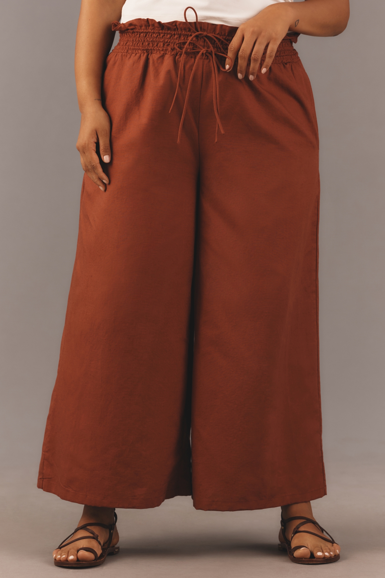 By Anthropologie Linen Pull-On Pants