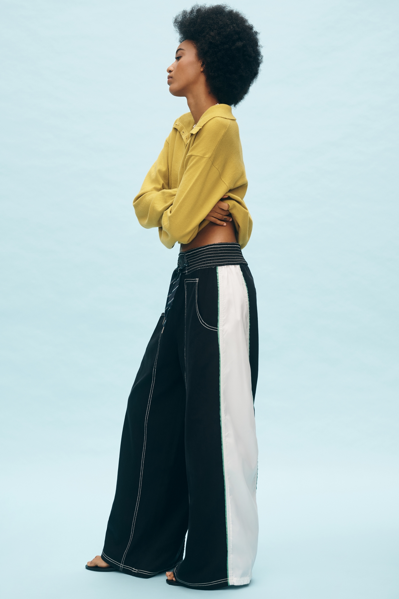 Pilcro Reworked Wide-Leg Sport Pants