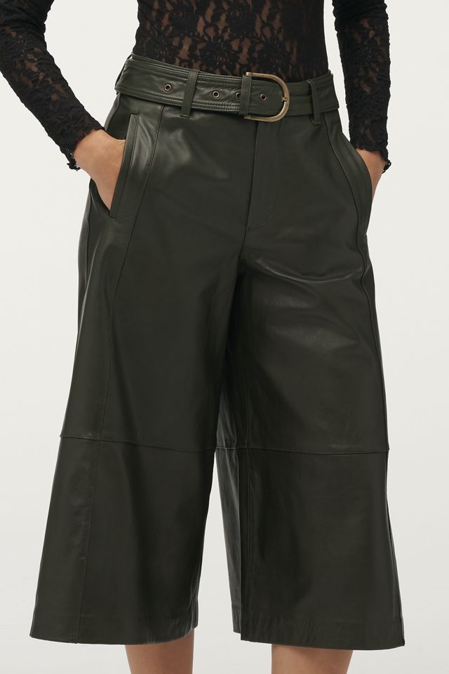 By Anthropologie Belted Leather Culottes #1