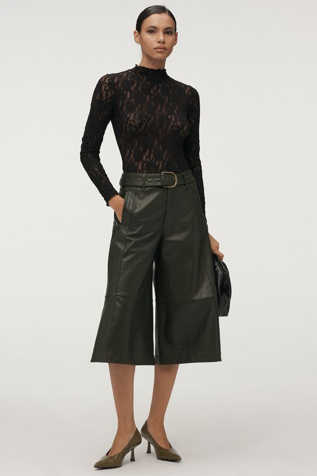 By Anthropologie Belted Leather Culottes #2