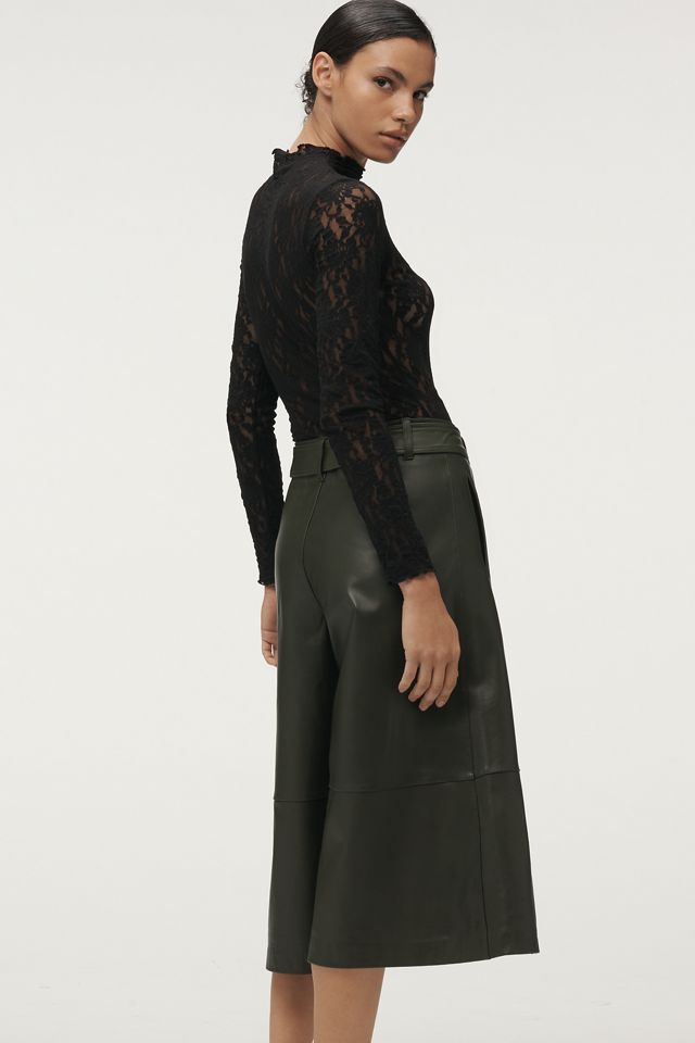 By Anthropologie Belted Leather Culottes #3
