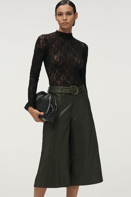 By Anthropologie Belted Leather Culottes