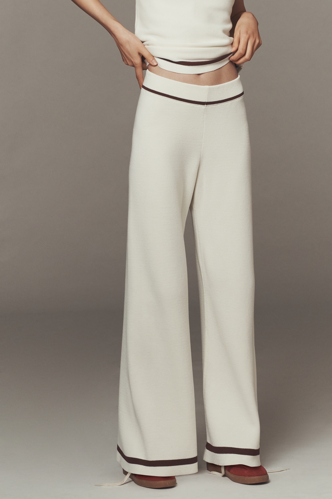 Maeve Tipped Wide-Leg Sweater Pants
