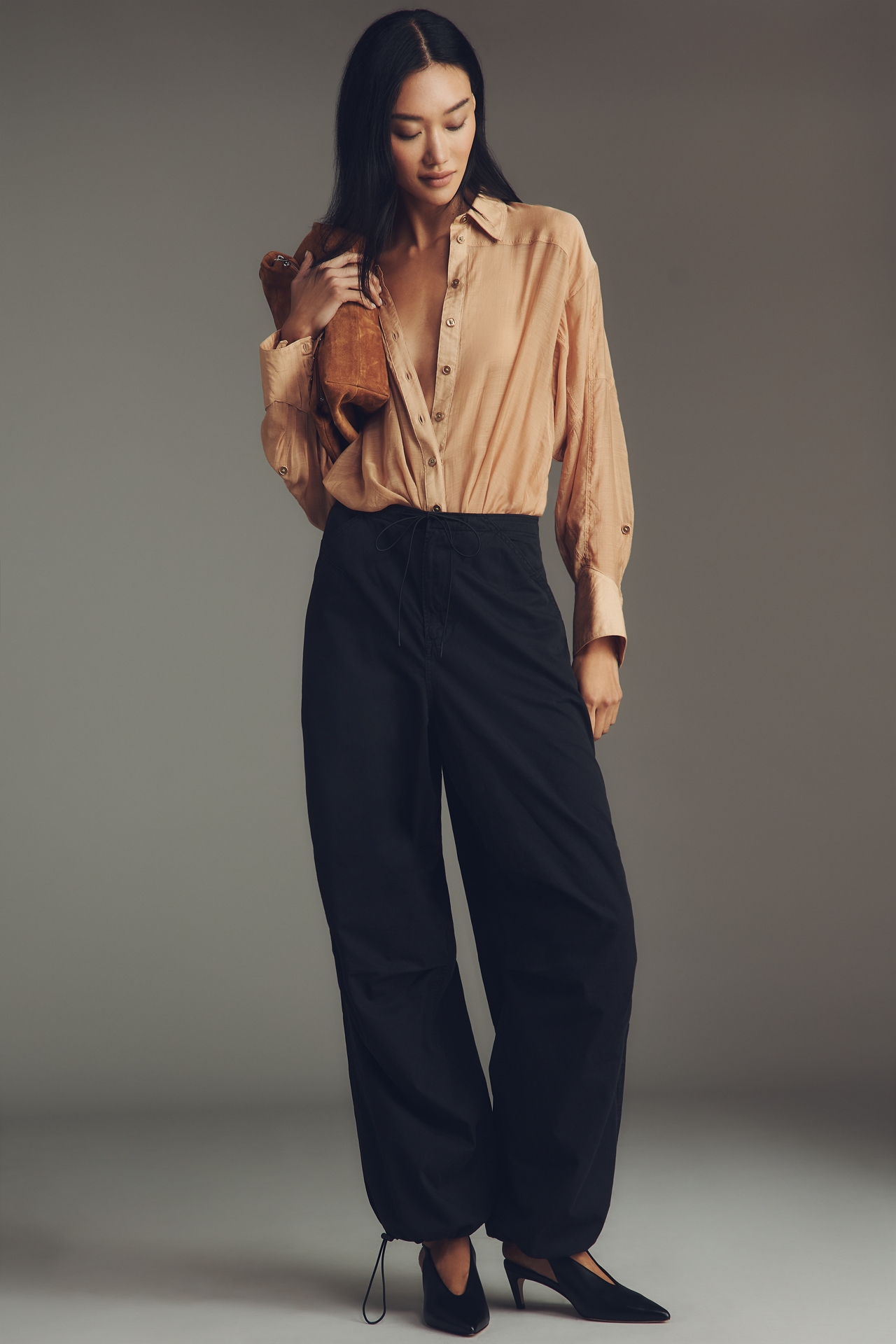 Good American Twill Parachute Pants