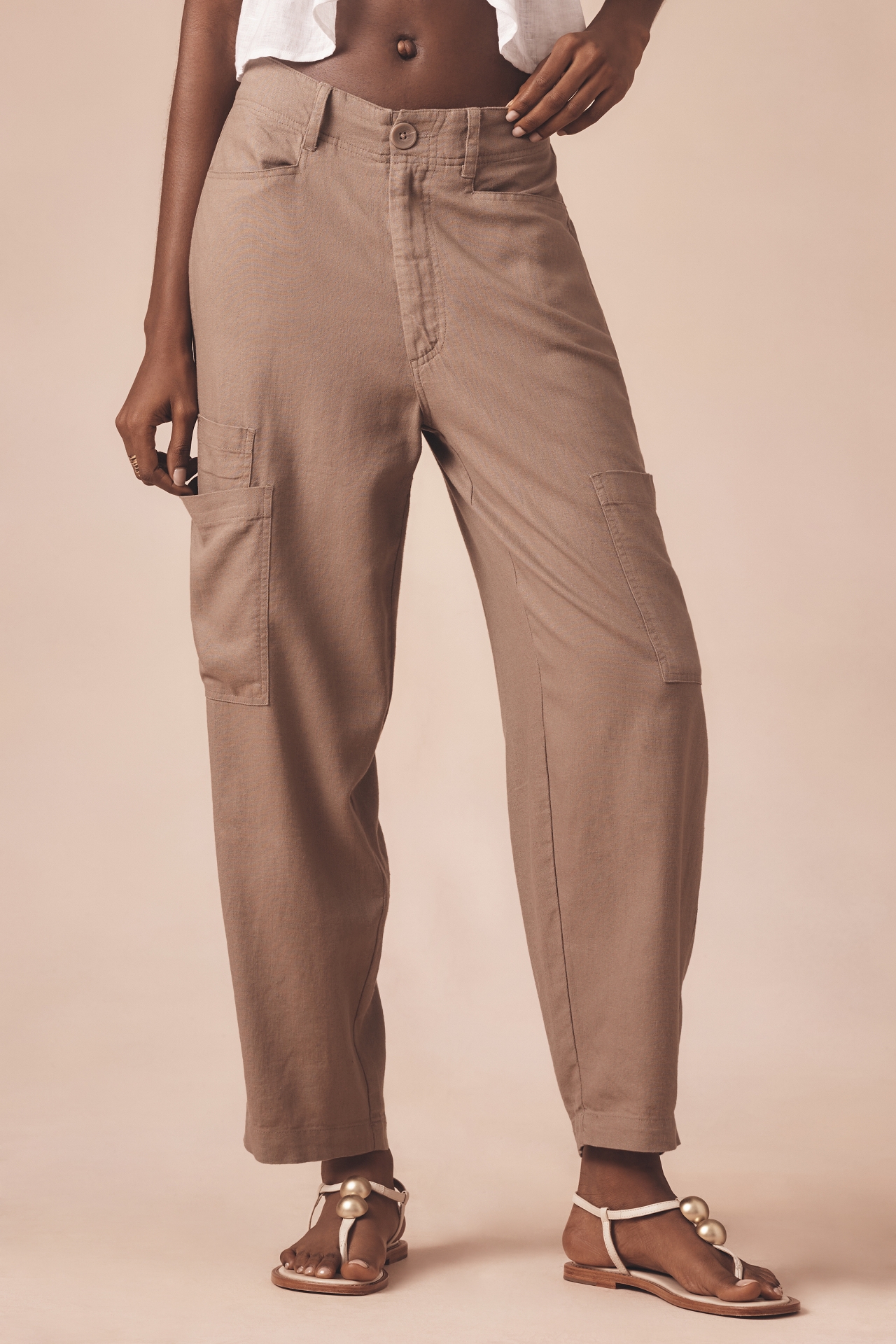 Le Jean Linen Goldie Balloon Cargo Pants