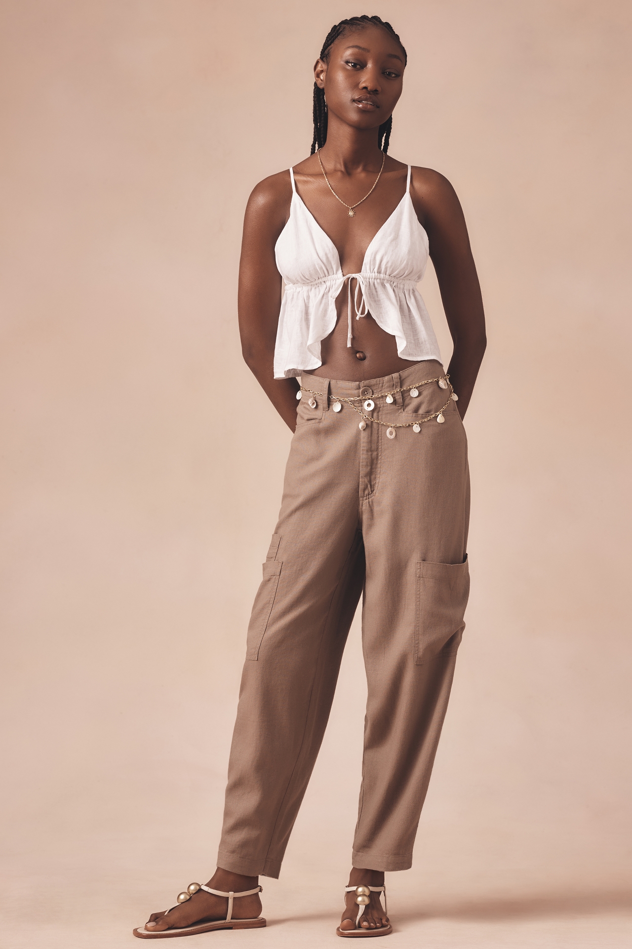 Le Jean Linen Goldie Balloon Cargo Pants