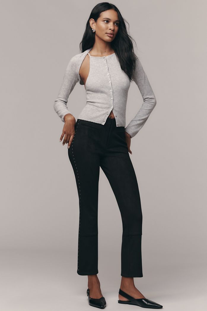 By Anthropologie Embellished Faux-Suede Capris