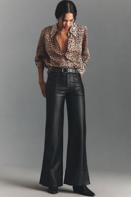 The Rylan Faux-Leather Relaxed High-Rise Flare Pants by Pilcro product page