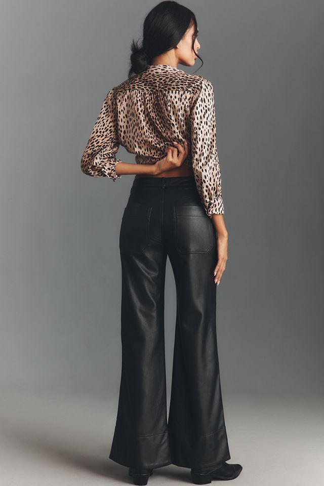 The Rylan Faux-Leather Relaxed High-Rise Flare Pants by Pilcro #1