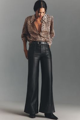 The Rylan Faux-Leather Relaxed High-Rise Flare Pants by Pilcro