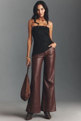 The Rylan Faux-Leather Relaxed High-Rise Flare Pants by Pilcro