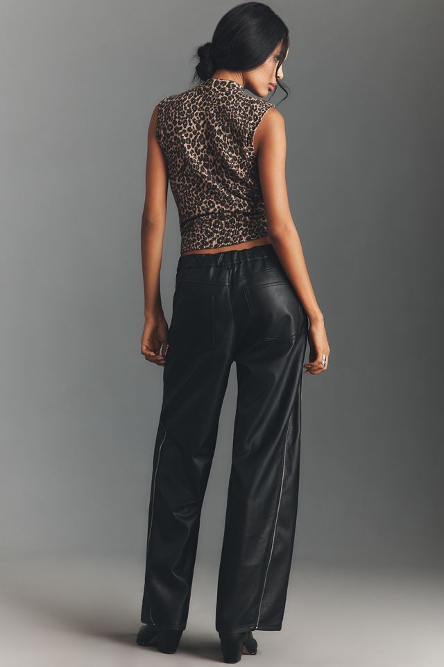 By Anthropologie Baggy Leather Zipper Pant #1