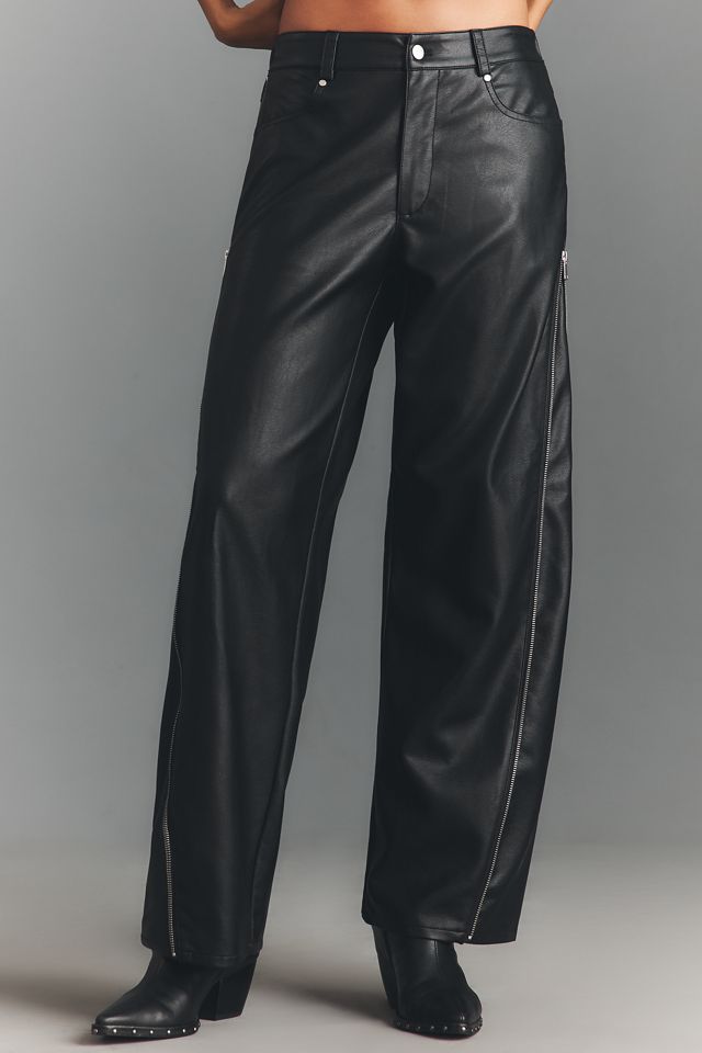 By Anthropologie Baggy Leather Zipper Pant #2