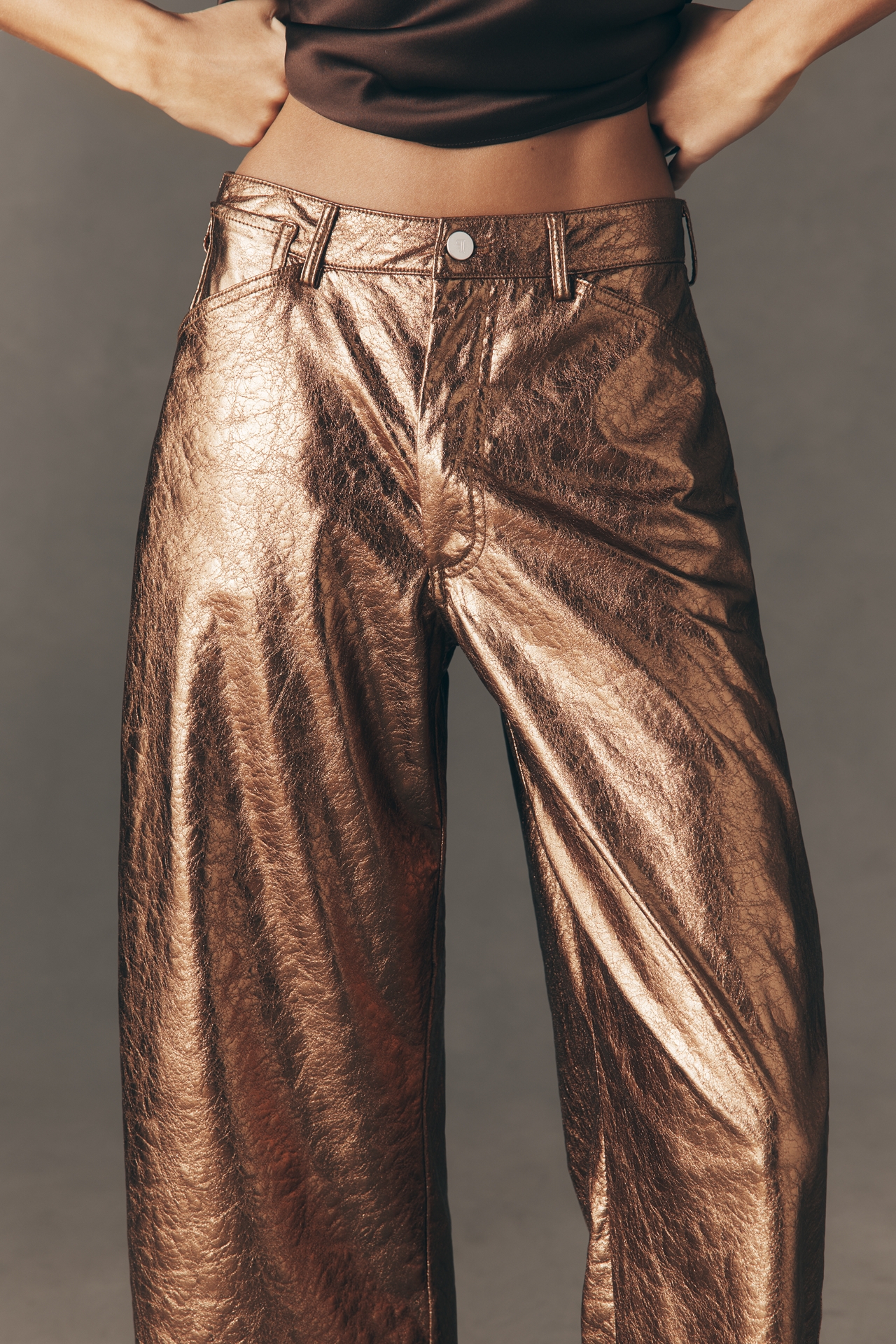 Pilcro Gilded Faux Leather Carpenter Pants
