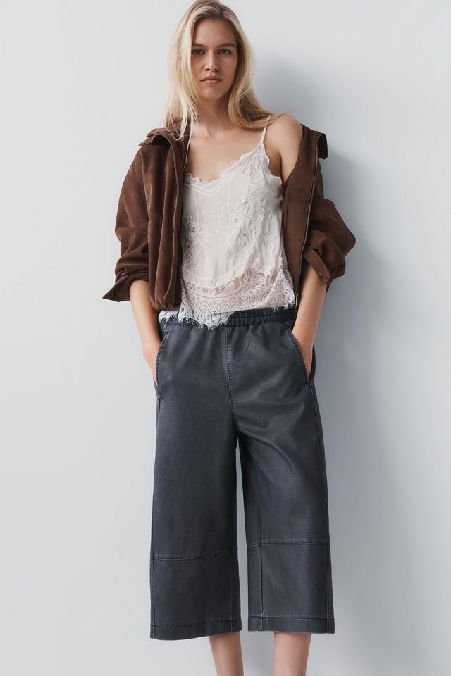Pilcro Izzie Faux Leather Cropped Barrel Leg Pants #1