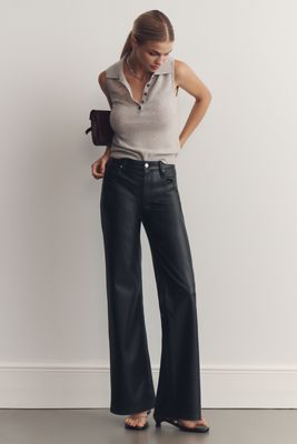 Hudson Rosie Faux Leather High-Rise Wide-Leg Pants