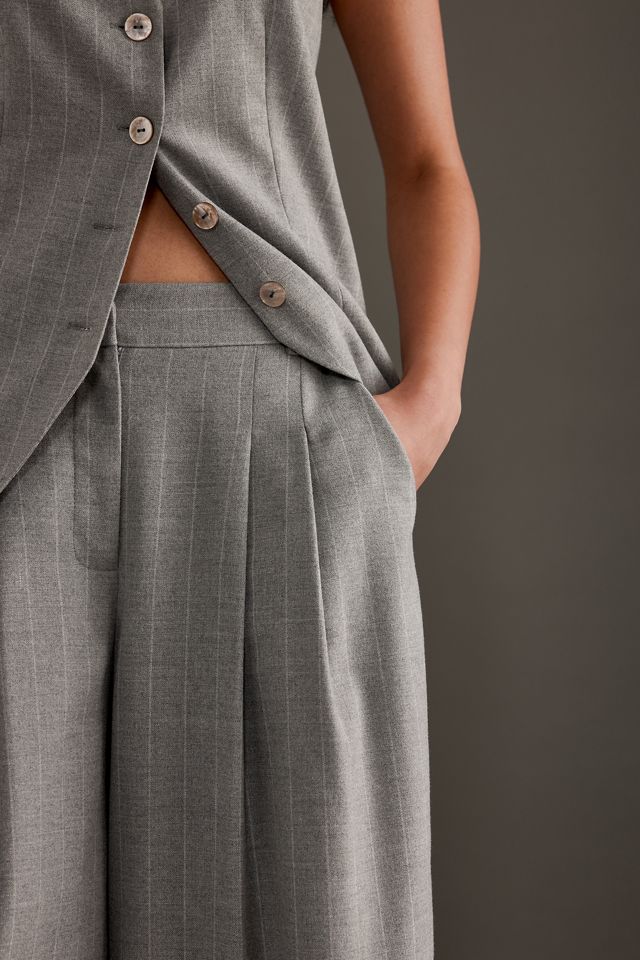 The Avery Pleated Wide-Leg Trousers by Maeve: Pinstripe Edition #5