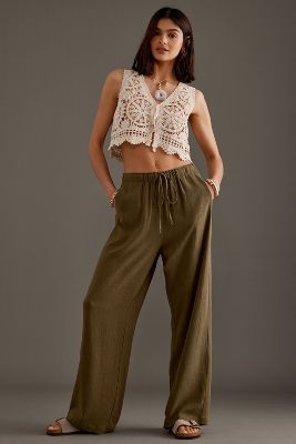 By Anthropologie Lorna Linen-Blend Relaxed Trousers
