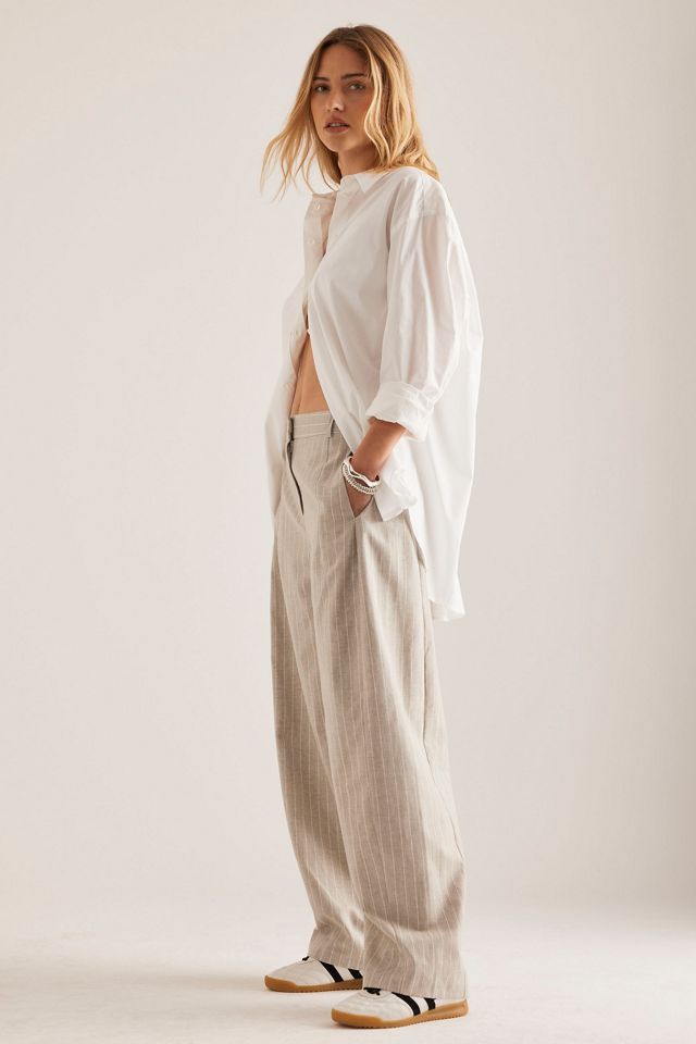 By Anthropologie Pantalones Barrel de Mezcla de Lino a Rayas Aiden #3