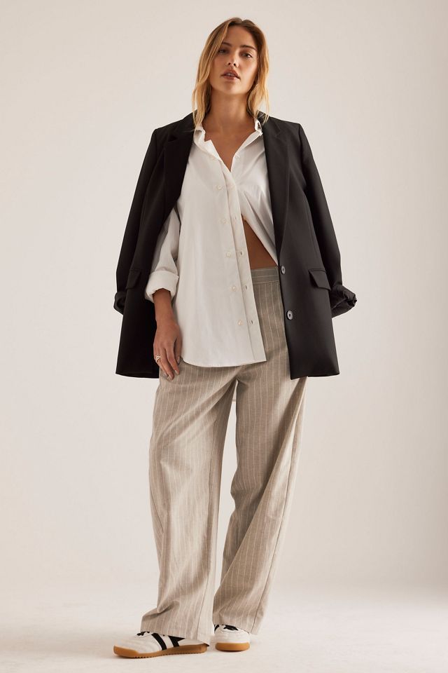 By Anthropologie Pantalones Barrel de Mezcla de Lino a Rayas Aiden #2
