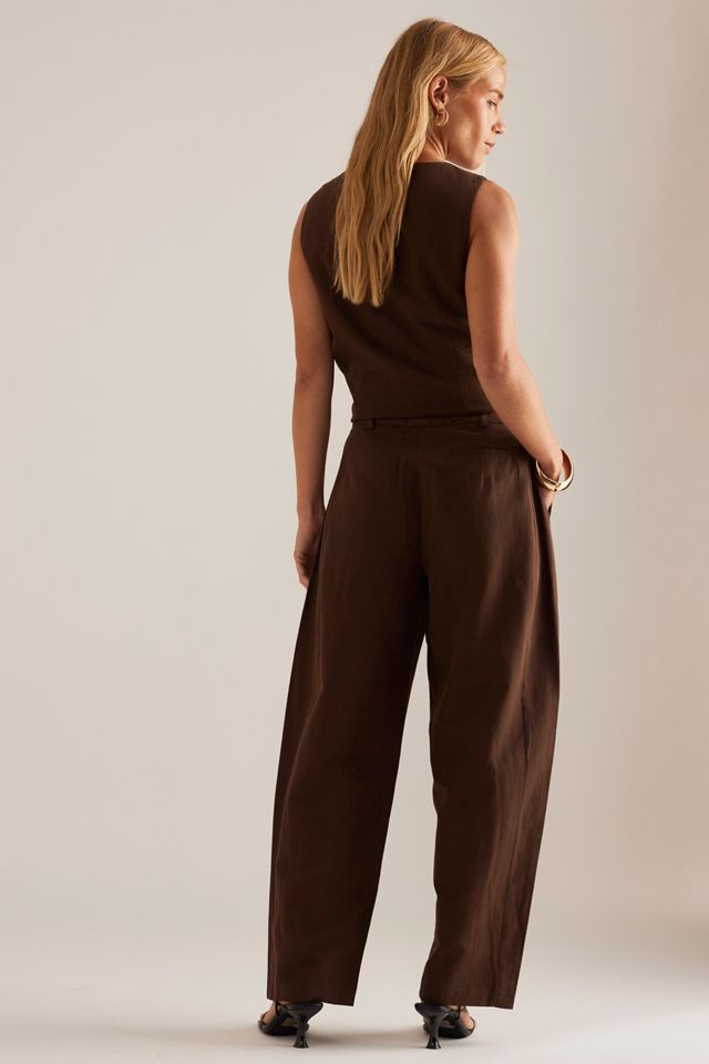 By Anthropologie Aiden Linen-Blend Barrel Trousers  #1
