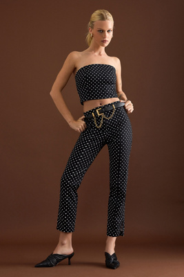 By Anthropologie Polka Dot Split Hem Trousers