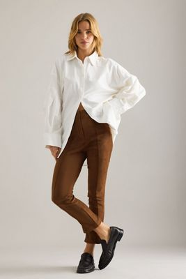 By Anthropologie Suedette Slim Trousers