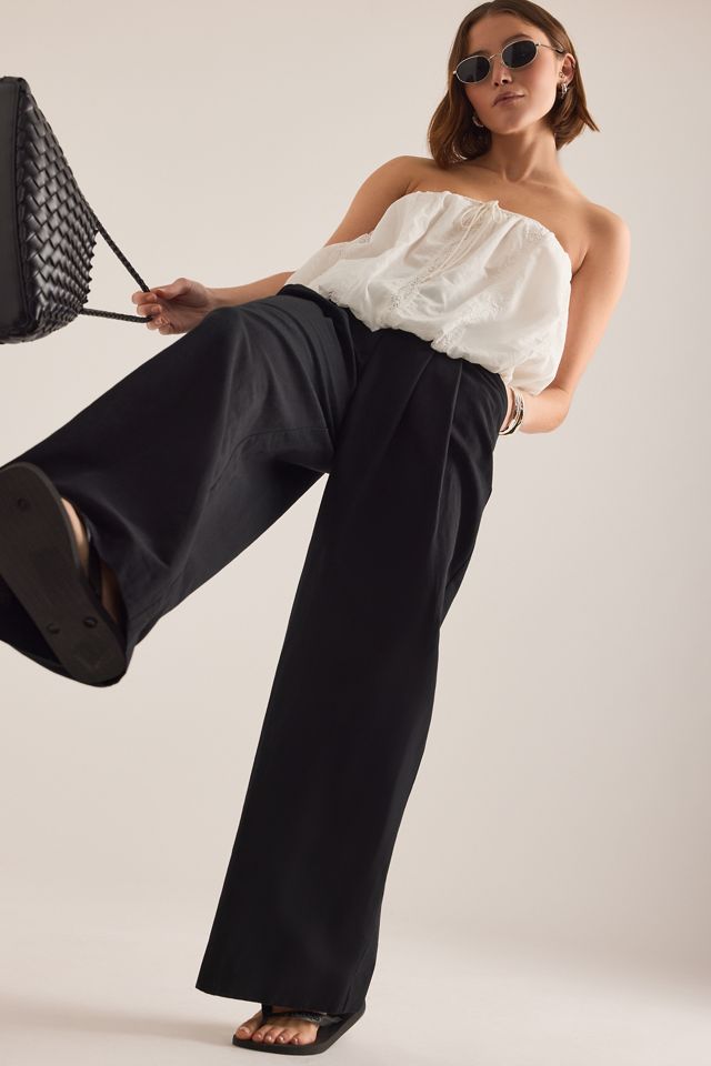 The Avery Linen-Blend Pleated Trousers by Maeve #1