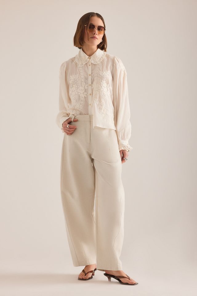 By Anthropologie Aiden Barrel-Hose aus Leinenmischung #1