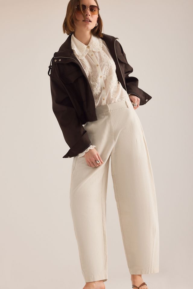 By Anthropologie Aiden Barrel-Hose aus Leinenmischung #4