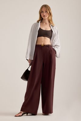 The Avery Linen-Blend Pleated Trousers by Maeve