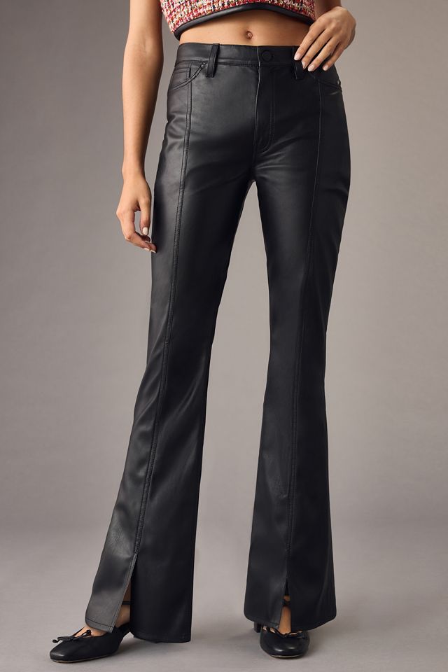 DESTRB Faux Leather Pants Women's Shaped Pants High Leather Jeans