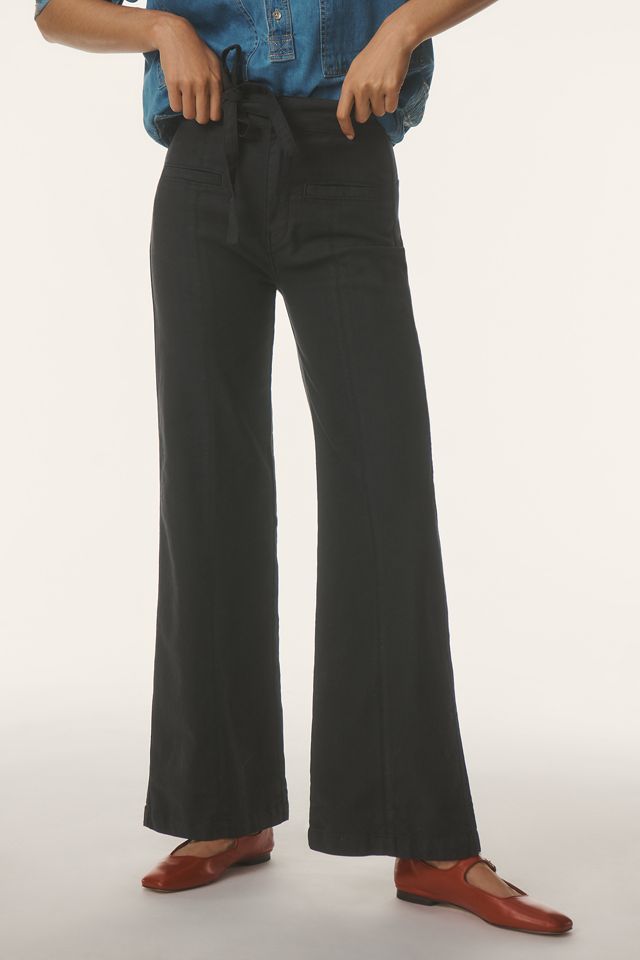 Hudson Tie-Waist Pintucked Linen Trouser Pants #1