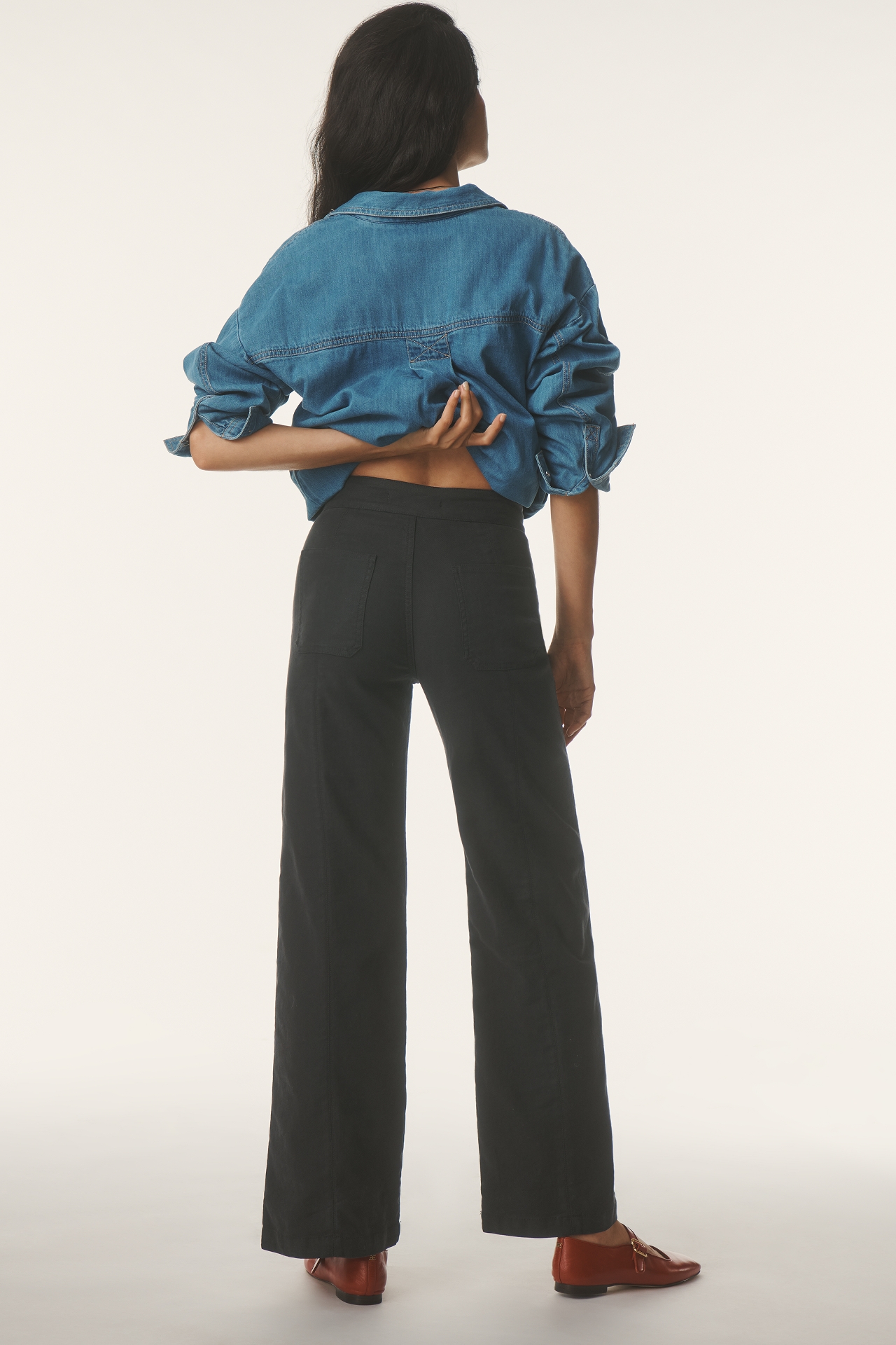 Hudson Tie-Waist Pintucked Linen Trouser Pants