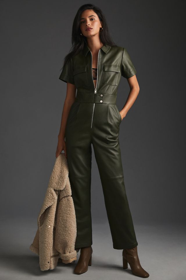 anthropologie green jumpsuit