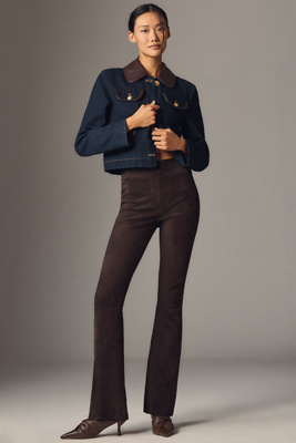Walter Baker Lexie Mid-rise Suede Flare Pants In Brown