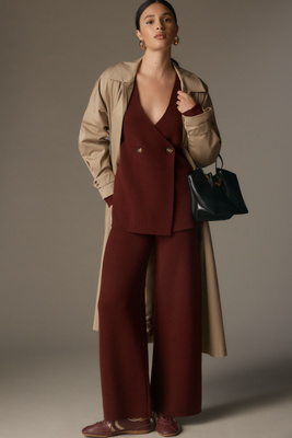 Ser.o.ya Juna Mid-rise Relaxed Knit Pants In Burgundy