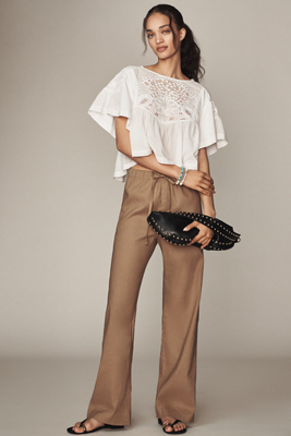 Rag & Bone Logan Linen Blend Beach Pants In Brown