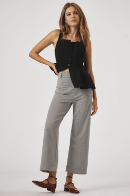 Maeve The Colette Cropped Wide-leg Pants By : Houndstooth Edition In Black