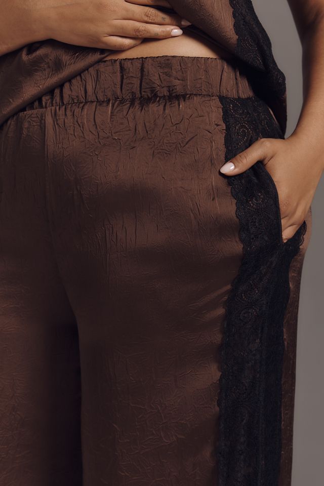 By Anthropologie Satin Lace Pants #7