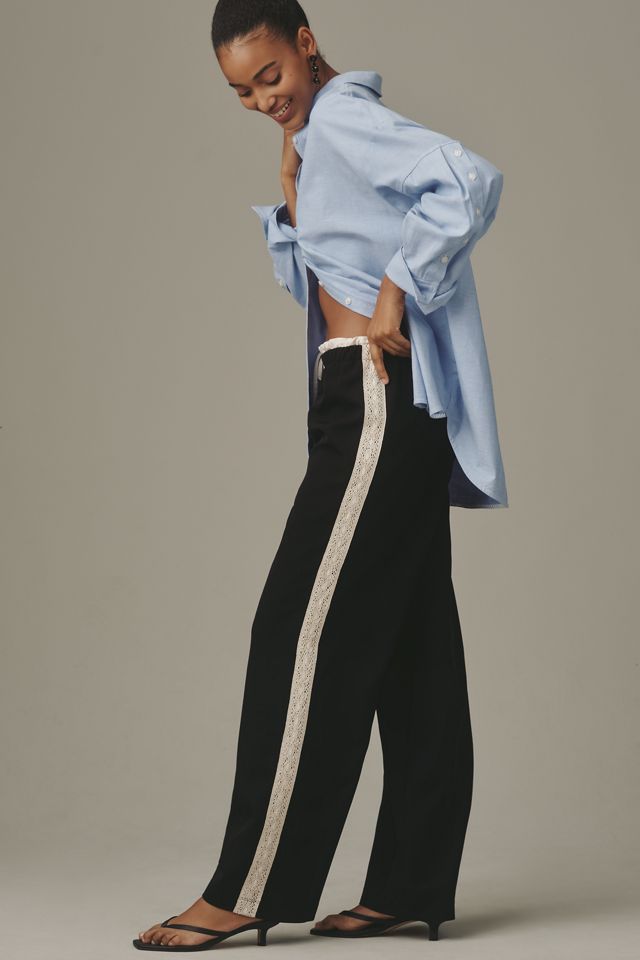 Maeve Crochet Track Stripe Pant | Anthropologie