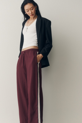 Maeve Check Side-Stripe Track Pants