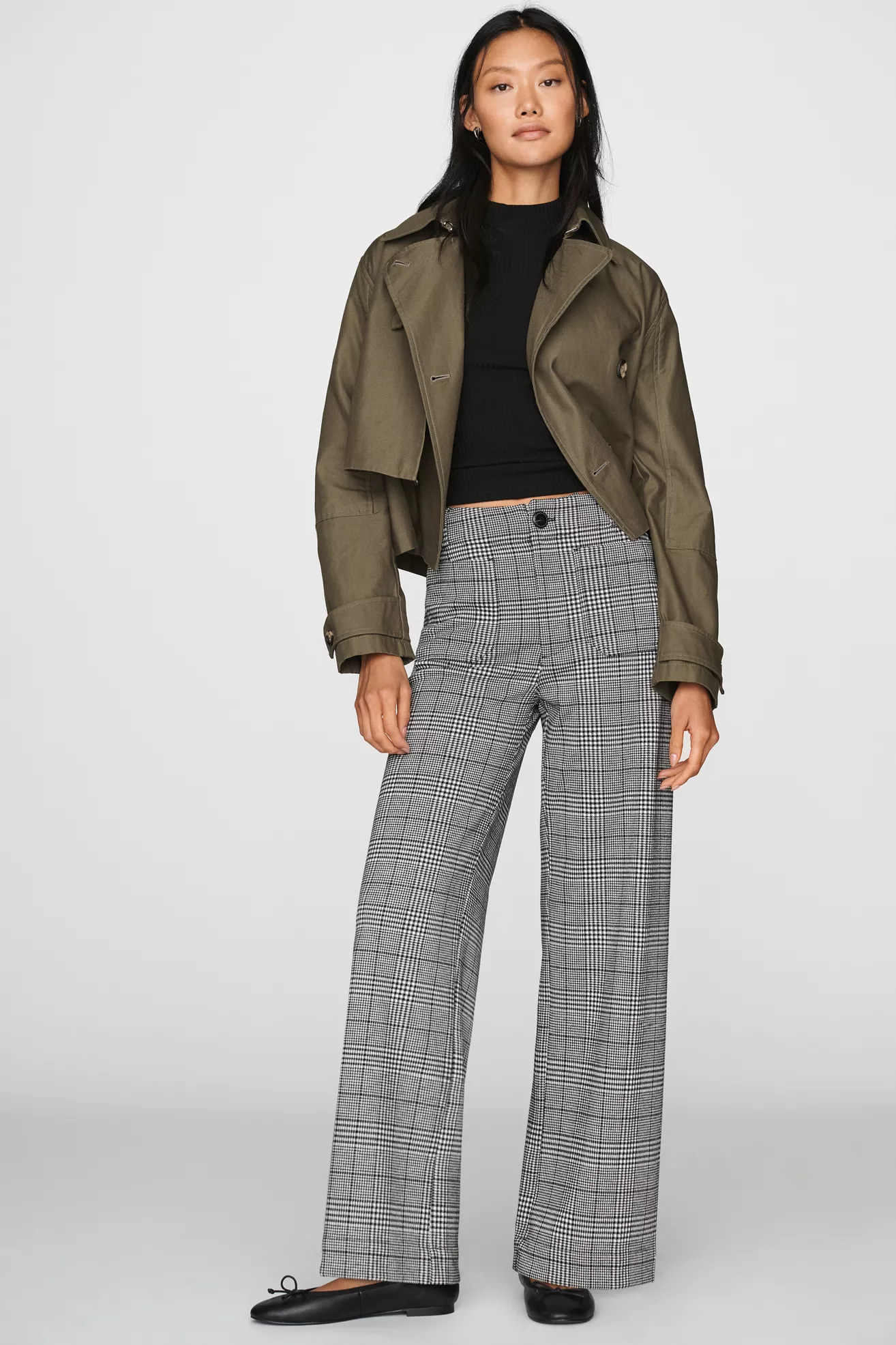 Maeve Colette Houndstooth Full Length Wide Leg Pants