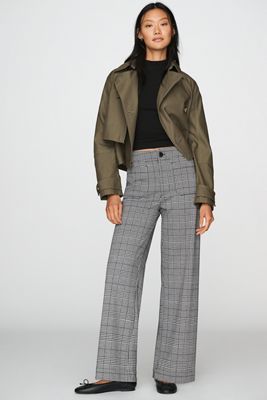 Maeve Colette Houndstooth Full-Length Wide-Leg Pants