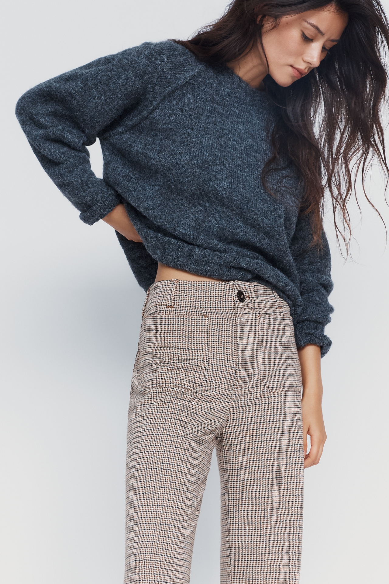 Maeve Colette Houndstooth Full-Length Wide-Leg Pants
