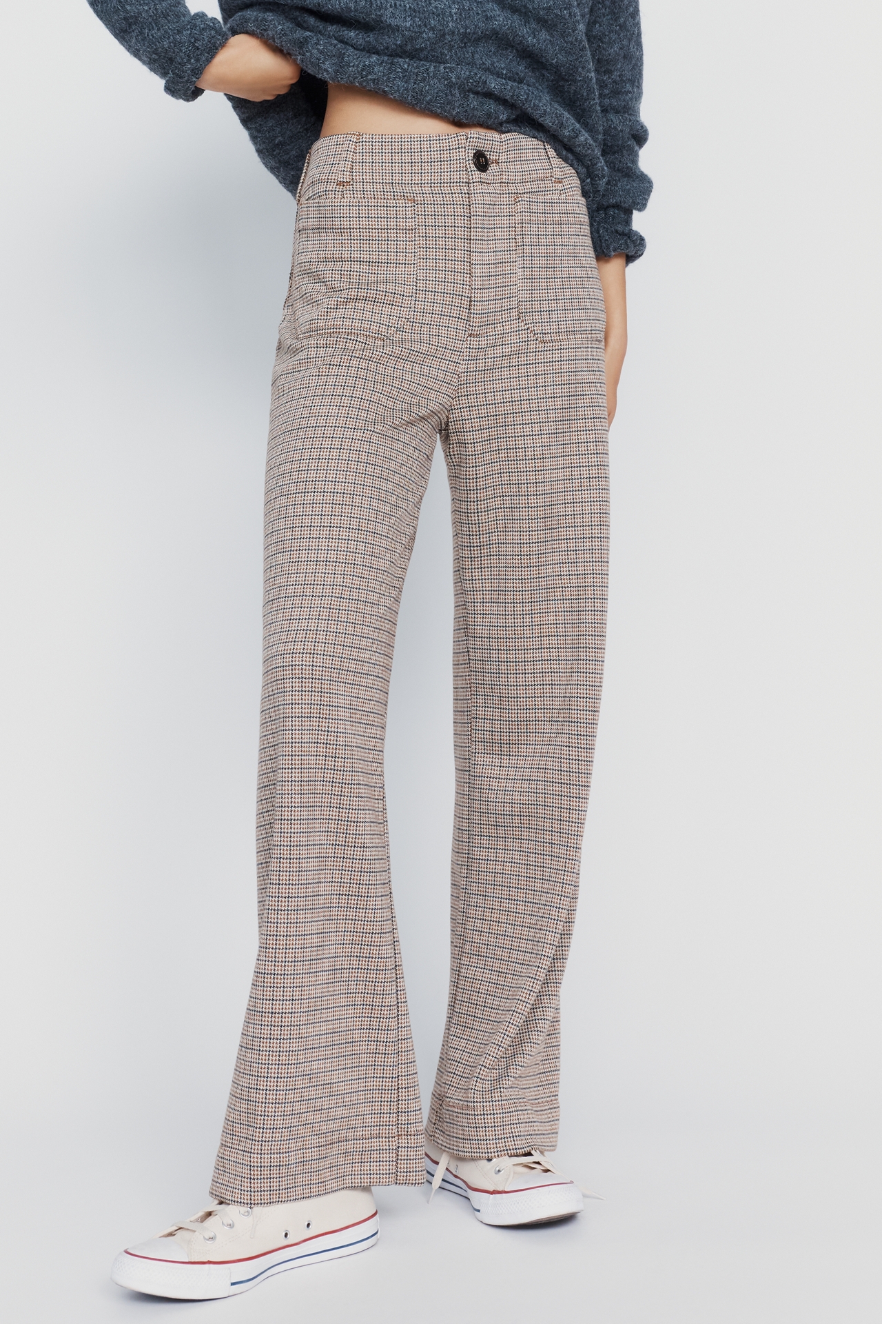 Maeve Colette Houndstooth Full-Length Wide-Leg Pants