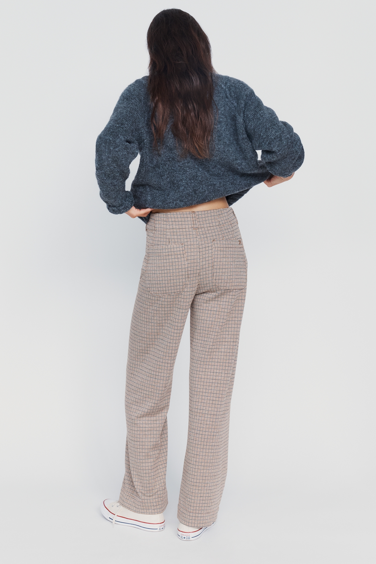 Maeve Colette Houndstooth Full-Length Wide-Leg Pants