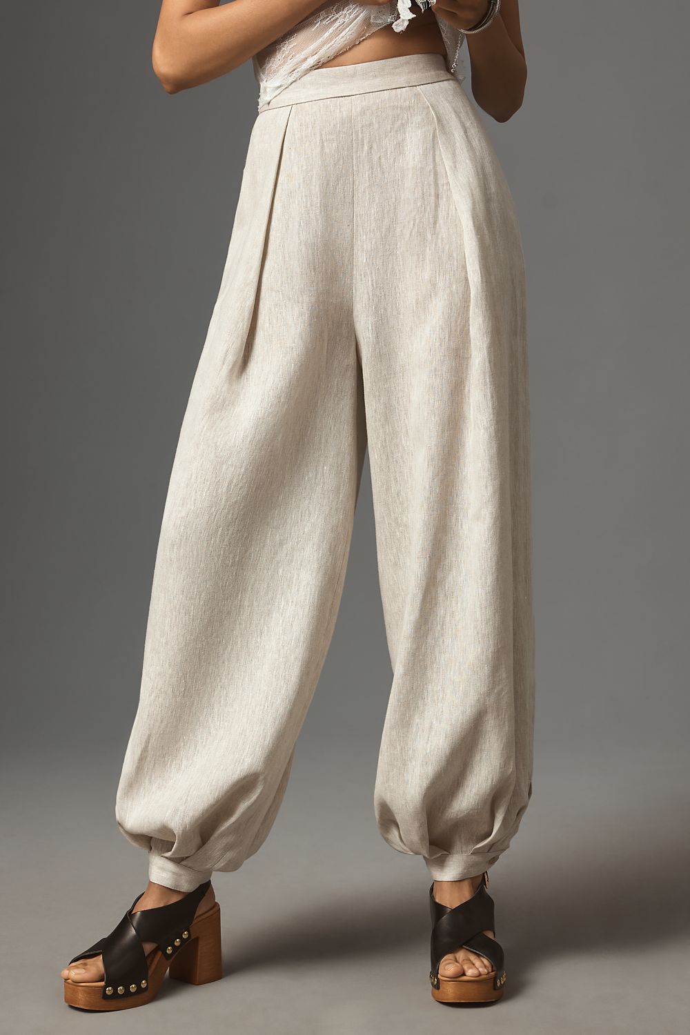 Apolo Linen High-Rise Full-Leg Pants, image 2 of 5