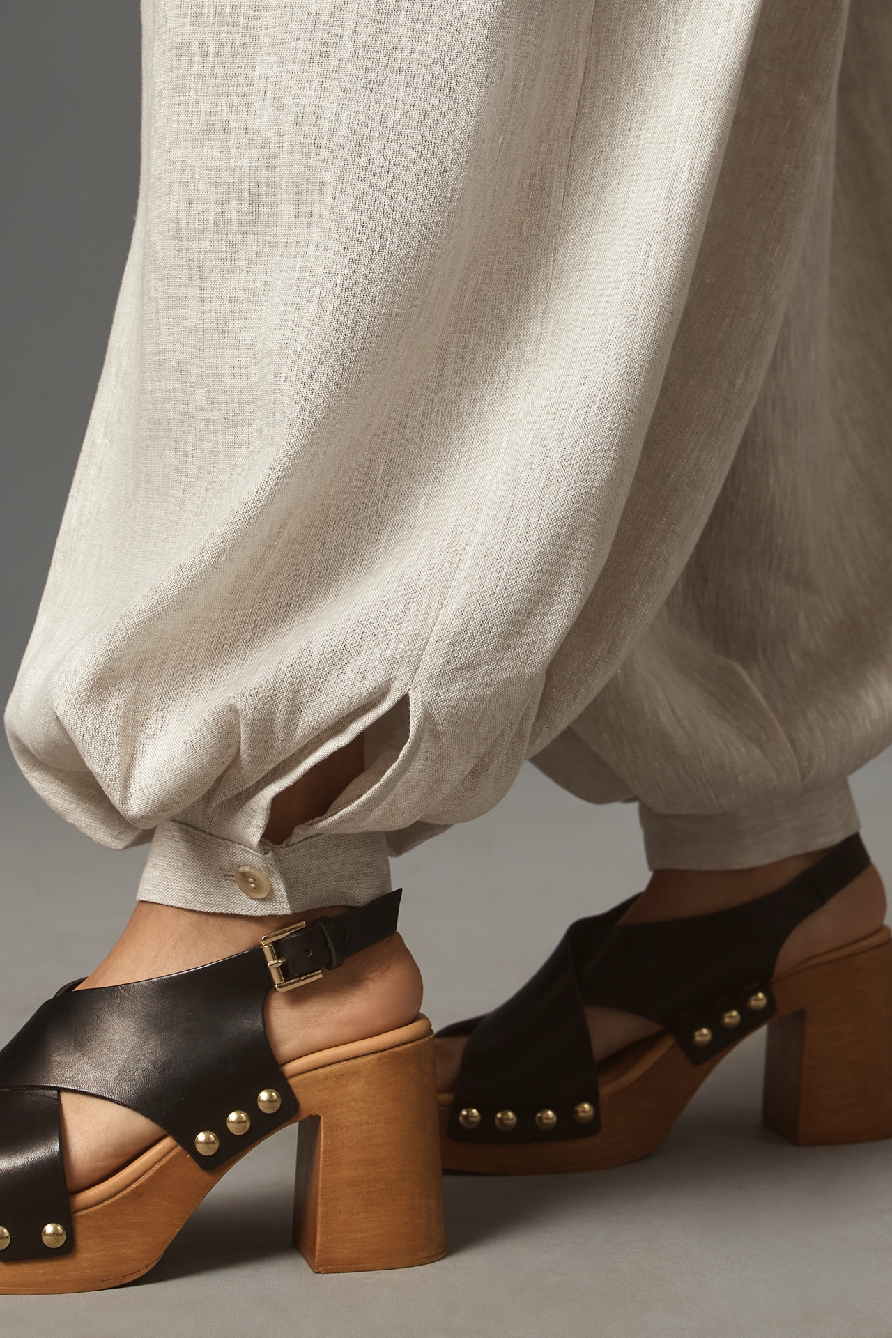 Ronny Kobo Apolo Linen High-Rise Full-Leg Pants